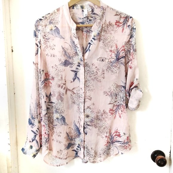 "Kut From The Kloth" Sheer Floral Blouse Size Med - Picture 2 of 7